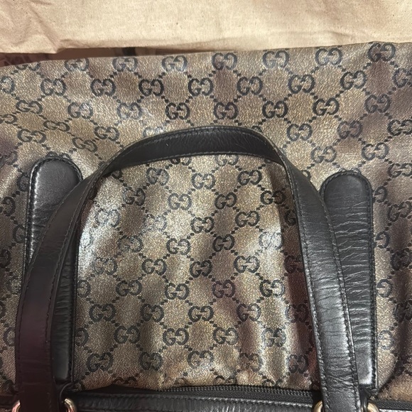 Gucci Vintage Beige & Black Monogram Tote. - Picture 10 of 14